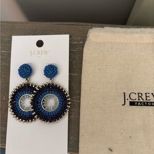 NWT, J. Crew Blue and Gold Beaded Earrings